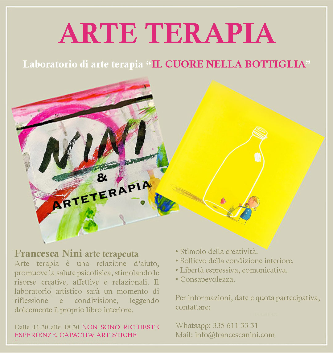 Arteterapia è una relazione d'aiuto, promuove la salute psicofisica, stimolando le risorse creative, espressive, affettive, cognitive e relazionali.
Il laboratorio artistico sarà un momento di divertimento, leggendo dolcemente il proprio libro interiore. laboratorio di arteterapia il cuore nella bottiglia